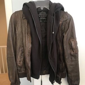 All Saints hooded leather jacket! Size 6
